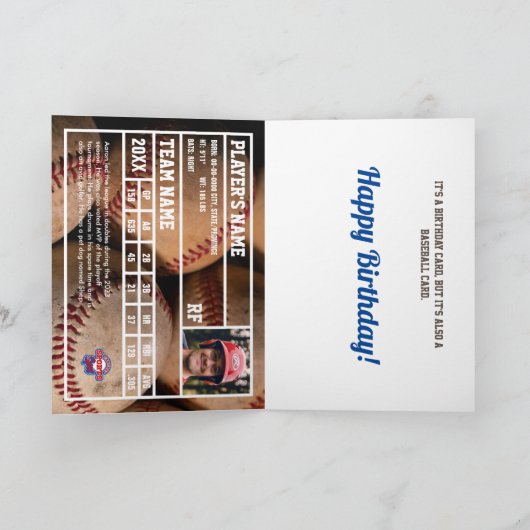 野球カード誕生日カード（カスタム統計あり） カード (内部)