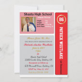 野球カードW/統計グラフ招待状 – 赤 招待状 (裏面)