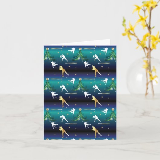 野球ガールズソフトボールのクリスマス カード (黄色い花)