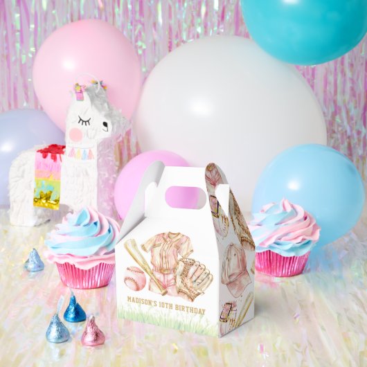 野球ガールパーソナライズされた誕生日 フェイバーボックス (パーティー)