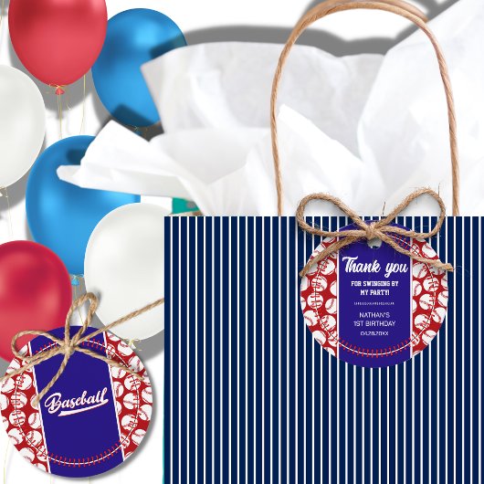 野球キッズバースデーパーティーありがとうメッセージカード フェイバータグ