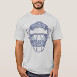 野球キャッツマスクタイポグラフィ Tシャツ<br><div class="desc">3トーンブルー、野球キャッチャーのマスク文字体裁デザイン。キャッチャーの用語とスラング語から作られる。野球素晴らし選手やファンのために！</div>