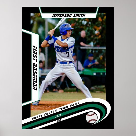 野球キープサックスin生き生きとしたグリーンブラックカスタム ポスター (正面)