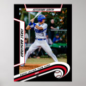 野球キープサックスin生き生きとしたレッドブラックカスタム ポスター (正面)