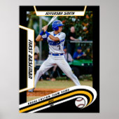 野球キープサークインヴィリアイエローブラックカスタム ポスター (正面)