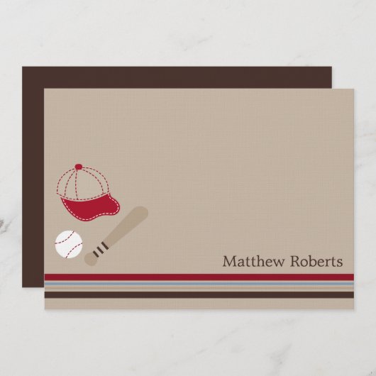 野球ギアフラット感謝状/ノートカード ノートカード (正面/裏面)