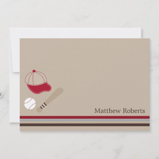 野球ギアフラット感謝状/ノートカード ノートカード (正面)