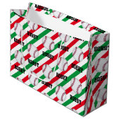 野球クリスマスアドストライプネーム赤n緑 ラージペーパーバッグ (正面アングル)