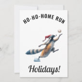 野球クリスマスカード - アライグマ “Ho-Ho-Home Run” シーズンカード (正面)