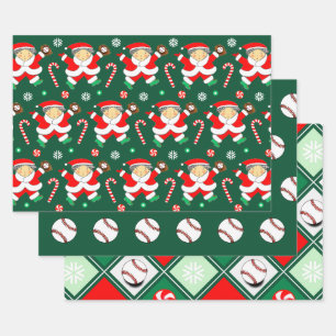 野球クリスマスギフトラッピングペーパー ラッピングペーパーシート