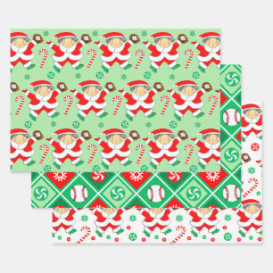 野球クリスマスギフトラッピングペーパー ラッピングペーパーシート
