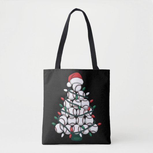 野球クリスマスツリーサンタスポーツ トートバッグ (正面)