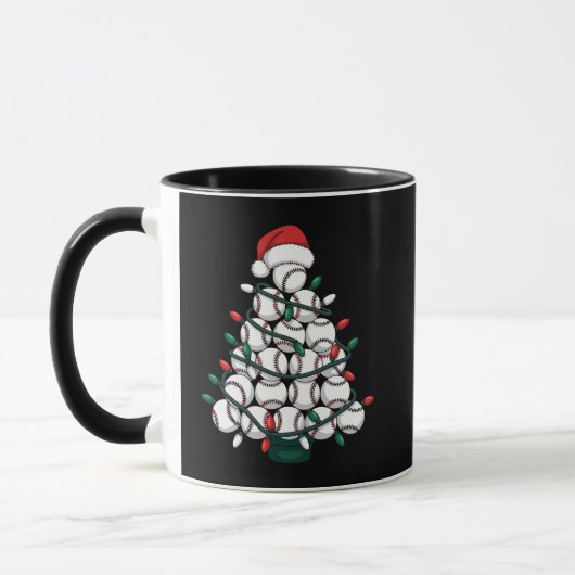 野球クリスマスツリーサンタスポーツ マグカップ (左)
