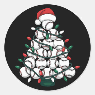 野球クリスマスツリーサンタスポーツ ラウンドシール