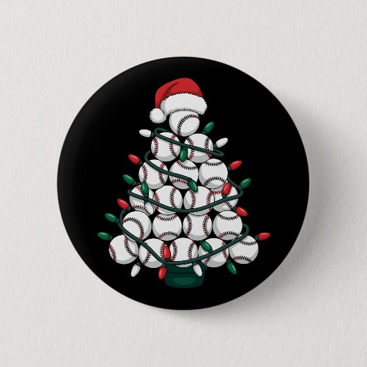 野球クリスマスツリーサンタスポーツ 缶バッジ (正面)