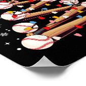 野球クリスマスツリー光クリスマス野球ボーイズK ポスター (角)