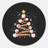 野球クリスマスツリー光クリスマス野球ボーイズK ラウンドシール (正面)