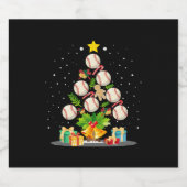 野球クリスマスツリー スパークリングワインラベル (シングルラベル)