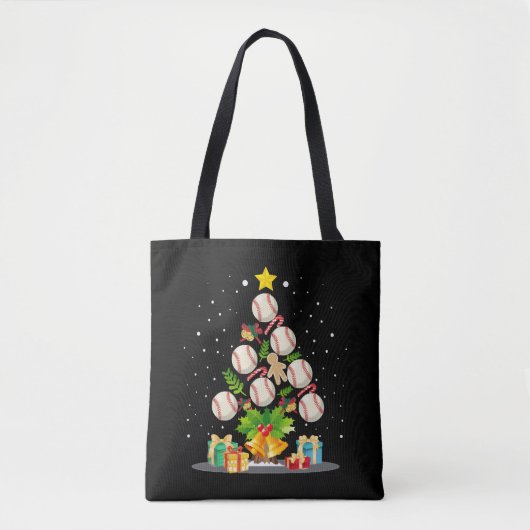 野球クリスマスツリー トートバッグ (正面)