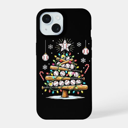 野球クリスマスツリー iPhone 15ケース (裏面)