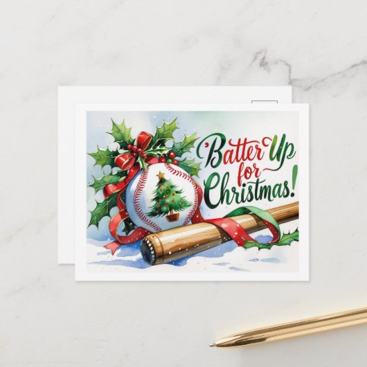 野球クリスマステーマ シーズンポストカード (正面/裏面インサイチュ)