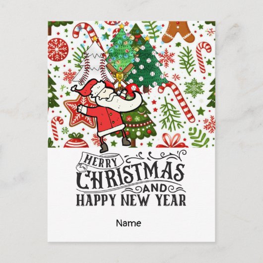 野球クリスマステーマ シーズンポストカード (正面)