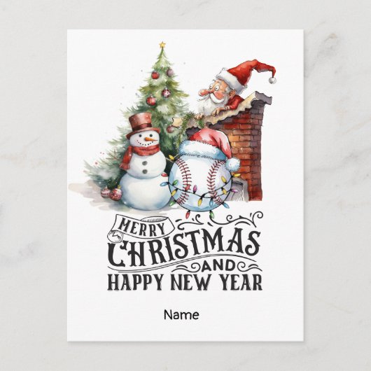 野球クリスマステーマ シーズンポストカード (正面)