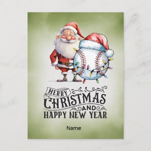 野球クリスマステーマ シーズンポストカード (正面)