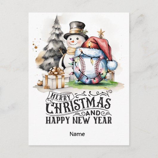 野球クリスマステーマ シーズンポストカード (正面)
