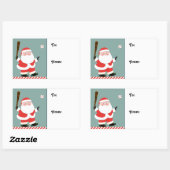 野球クリスマスプレゼントラベル 長方形シール (シート)