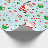 野球クリスマスホリデーギフト ラッピングペーパー (角)