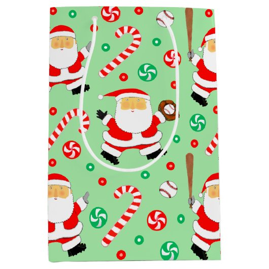 野球クリスマスホリデーミディアム抱き枕 ミディアムペーパーバッグ (正面)