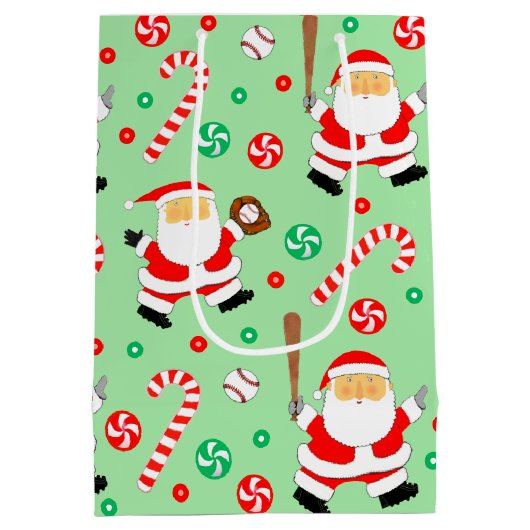 野球クリスマスホリデーミディアム抱き枕 ミディアムペーパーバッグ (裏面)