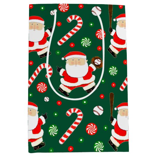 野球クリスマスホリデーミディアム抱き枕 ミディアムペーパーバッグ (正面)