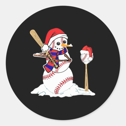 野球クリスマス雪だるま遊ズ野球 ラウンドシール (正面)