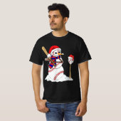 野球クリスマス雪だるま遊ズ野球 Tシャツ (正面フル)