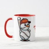 野球クリスマス雪だるま雪玉クリスマスクリスマス マグカップ (左)