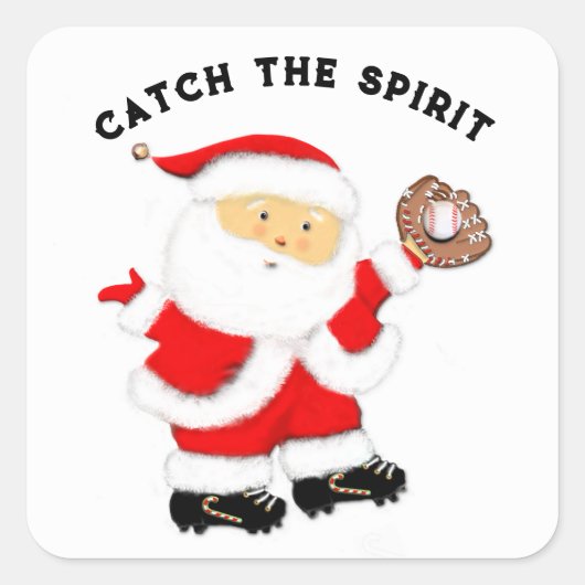 野球クリスマス スクエアシール (正面)