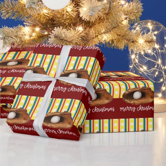 野球クリスマス ラッピングペーパー (クリスマス)