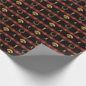 野球クリスマス – 赤チェックパターン ラッピングペーパー (角)