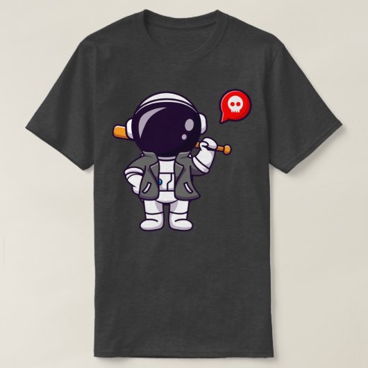 野球クールこうもり及びジャケットカート付き宇宙飛行士 Tシャツ (デザイン正面)