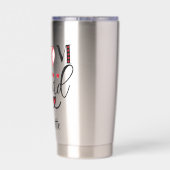 野球クールの母の分隊赤いハートパーソナライズされた 保温保冷タンブラー (背面)