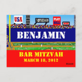 野球クールスポーツバー(ユダヤ教の)バル・ミツバーテーブル番号カード ポストカード (裏面)