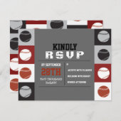 野球クールバー(ユダヤ教の)バル・ミツバー返信RSVPカード 出欠カード (正面/裏面)