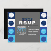 野球クールバー(ユダヤ教の)バル・ミツバー返信RSVPカード 出欠カード (正面/裏面)