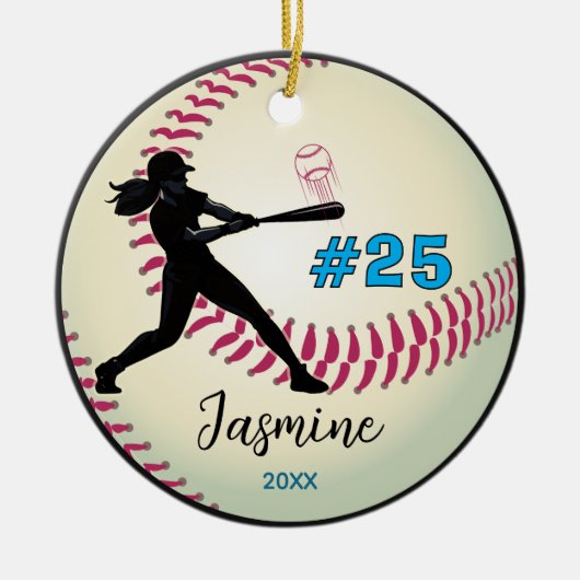 野球クール球団の女子アスリート セラミックオーナメント (正面)
