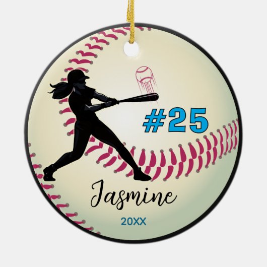 野球クール球団の女子アスリート セラミックオーナメント (裏面)