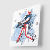 野球クール選手の振りカラフル込み スクエア壁時計 (傾斜)