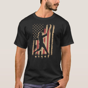 野球クール選手チームゲームデーUSAアメリカンFl Tシャツ