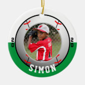 野球グリーンホワイトチームカラー セラミックオーナメント (正面)